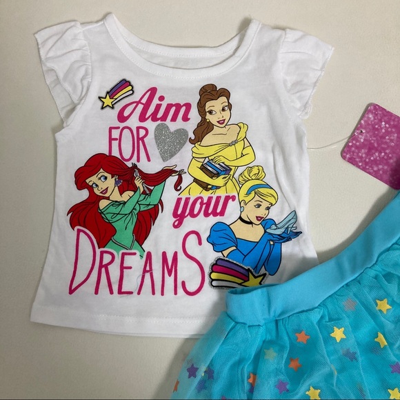 Disney Princess Belle Ariel Tutu Skirt Top - Picture 2 of 5